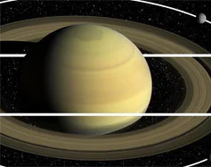 Saturn's moon Mimas, a snowplough in the planet's rings