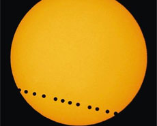 Transits of Mercury on 7 May 2003, and of Venus on 8 June 2004