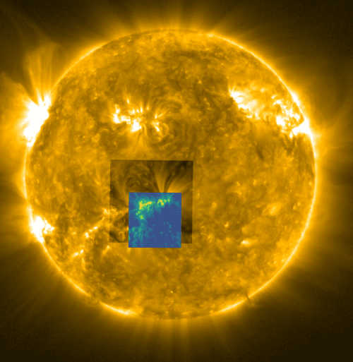 l'image composite montre la couronne solaire observée dans l'ultraviolet extrême, par trois instruments de Solar Orbiter
